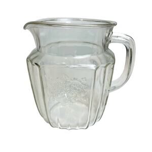 Anchor Hocking 37 Oz Embossed Floral Glass Pitcher Juice Server Farmhouse Decor